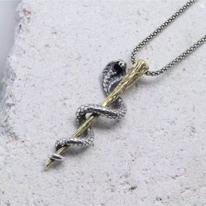 925 sterling silver Thai silver creative snake winding scepter lock pendant