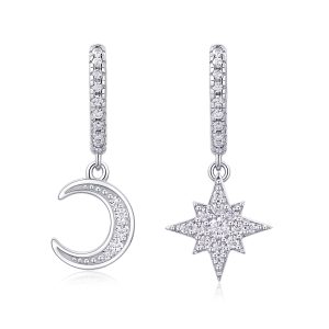 2026 S925 sterling silver day and night star earrings