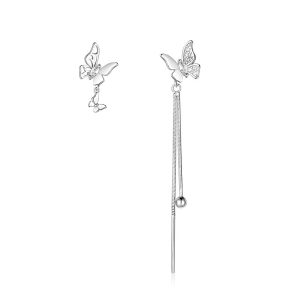 2026 S925 sterling silver butterfly zircon earrings