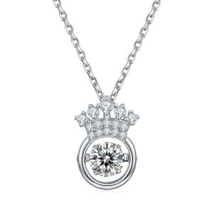 S925 Silver Round Crown Necklace Pendant 2026