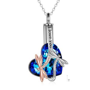 S925 Sterling Silver Dragonfly Crystal Urn Pendant