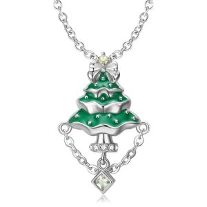 S925 Sterling Silver Gel Drop Christmas Tree Pendant