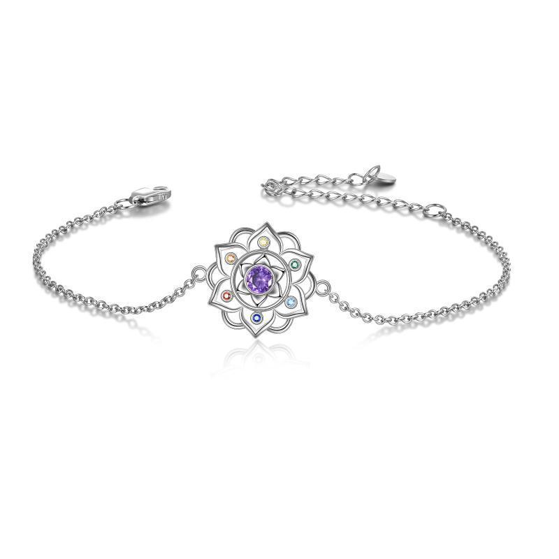 Chakra Yoga Lotus Pendant Bracelet in Sterling Silver NO09
