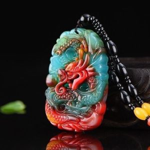 Fashion Jade Pendant Dragon Necklace 22