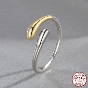 S925 Sterling Silver Water Drop Open Ring