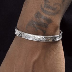 925 Sterling Silver Graffiti Bracelet Men's Hip-hop Retro NO07