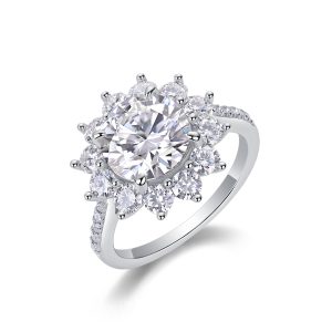 S925 Silver 3-carat  Moissanite Sunflower  Ring 19