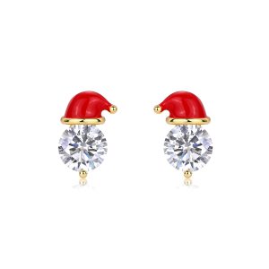 S925 Silver Christmas Hat Stud Earrings 2026