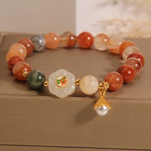 Crystal Hetian White Jade Pearl Bracelet 06