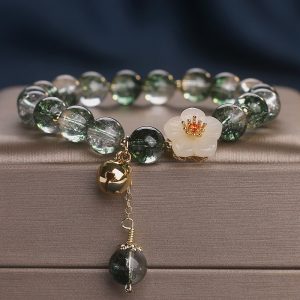 Green Phantom Quartz Crystal Bracelet Light Luxury Minority Elegant White Jade 19