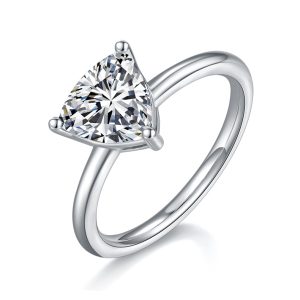 S925 Silver Triangular Moissanite Ring