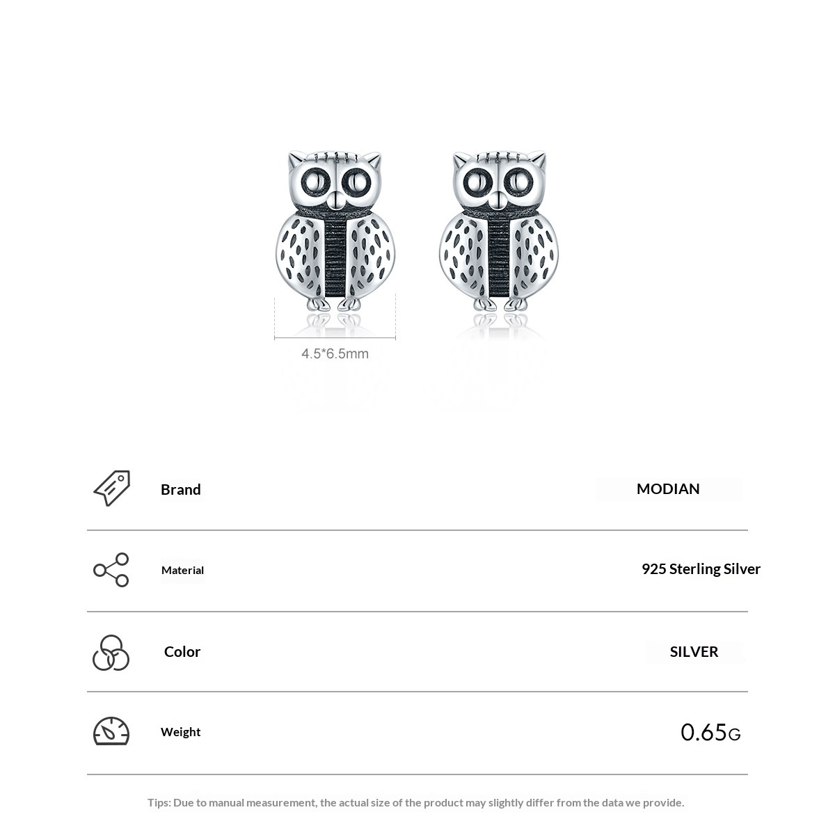 S925 Sterling Silver Creative Design Cute Owl Stud Earrings For Women - Image 4