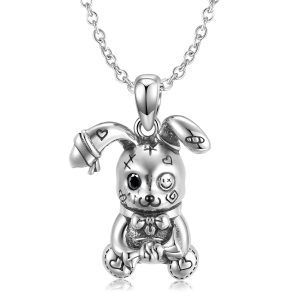 S925 Sterling Silver  Creative Violence Doll Rabbit Pendant