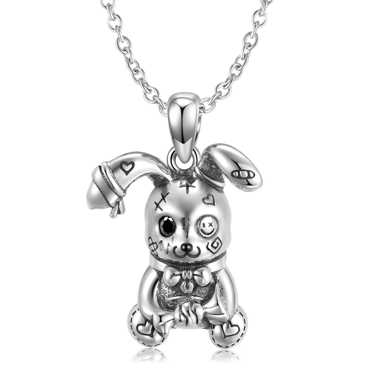 S925 Sterling Silver Creative Violence Doll Rabbit Pendant