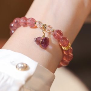 Single Circle Quartz Jade Strawberry Crystal String 9