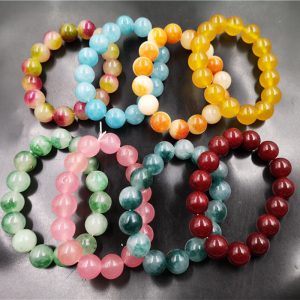 Colorful Floating Flowers Jade Ball Bracelet 27