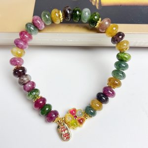 Colorful Tourmaline Abacus Beads Jade Bracelet 25