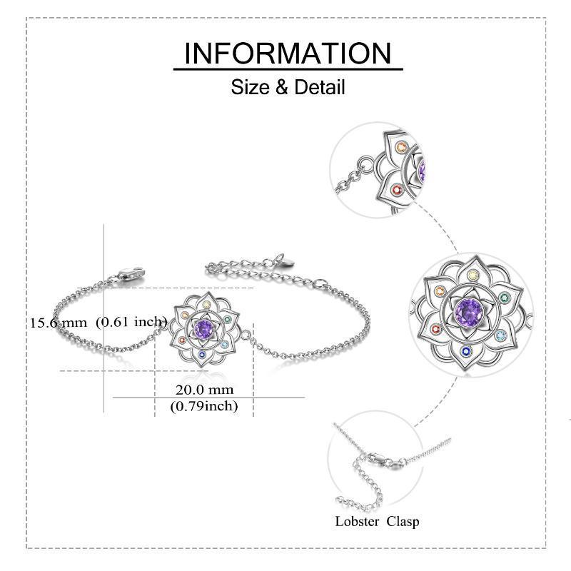 Chakra Yoga Lotus Pendant Bracelet in Sterling Silver NO09 - Image 4