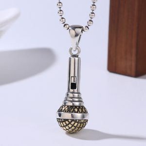 S925 Sterling Silver Microphone Pendant