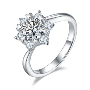 S925 Silver 1-carat  Moissanite Ring V